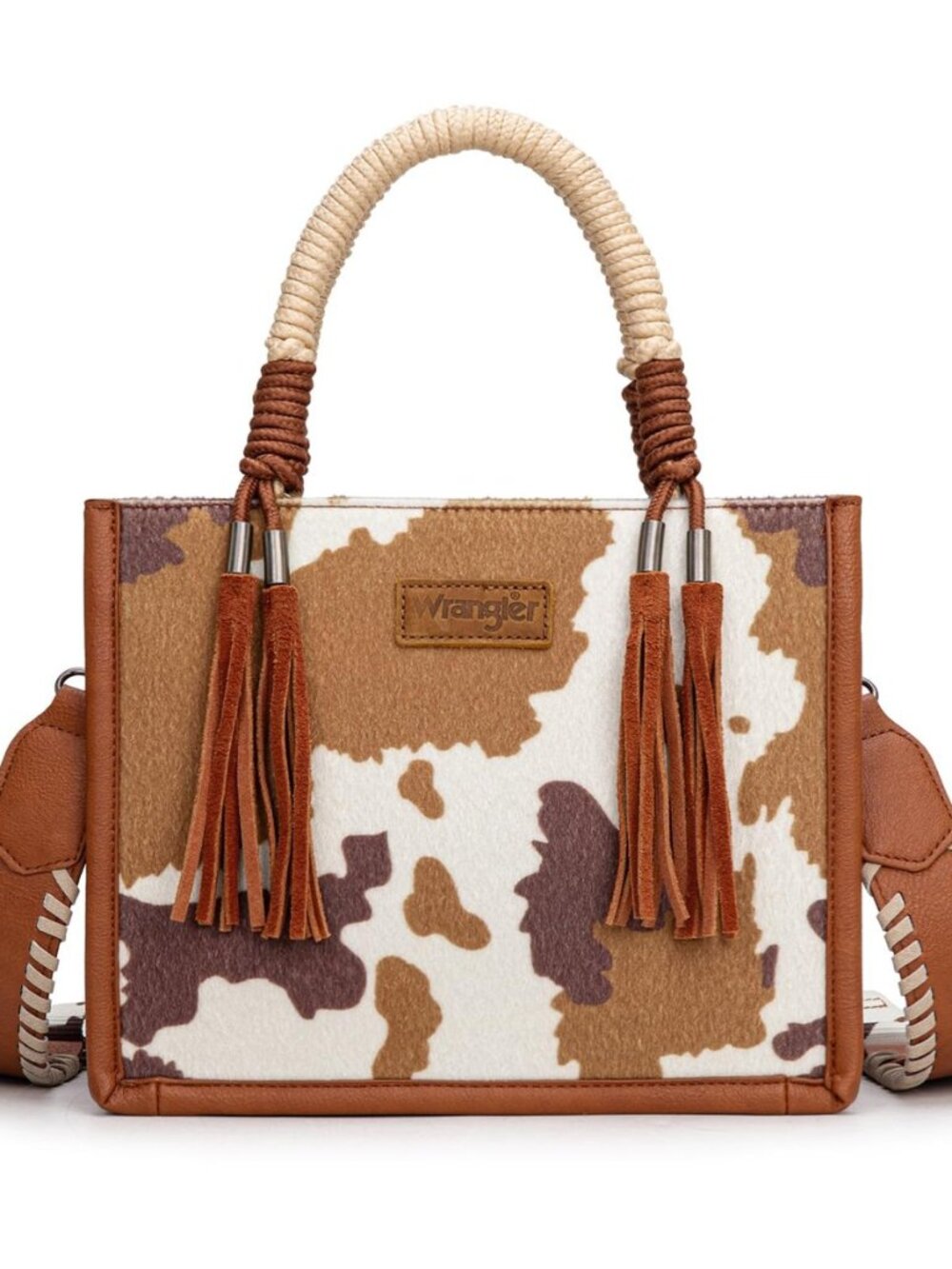 Wrangler Tote Bag Cow Print Western Satchel Bags for Women Rustler Fringe Purse